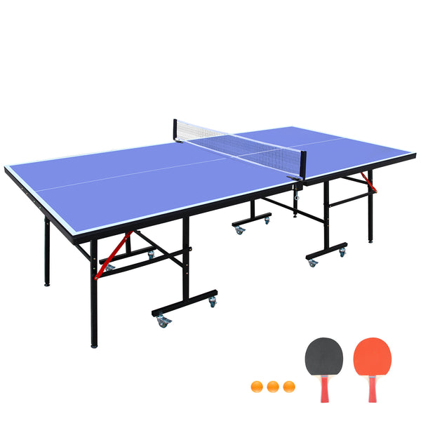 English Elm 8ft Regulation Ping Pong Table Foldable Steel Frame with Solo Playback for Game Rooms W1408P426759