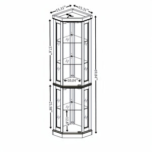 English Elm Lighted Corner Curio Cabinet - Elegant Display Case With Built-In Lighting For Antiques & Collectibles W2275P292657
