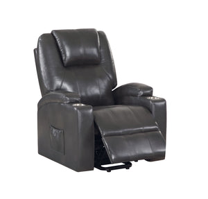 English Elm Gunmetal Power Lift Recliner with Pocket Coils, Wooden Frame, 2 Cup Holders & Tight Cushions - Luxurious Support and Easy Entry/Exit B062P215440