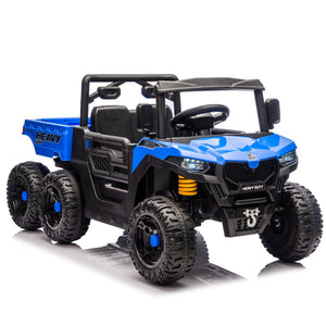English Elm 24v 400w Six Wheel Kids Electric Dump Truck 4wd Remote Control Ride on Toy Blue W1578P353179
