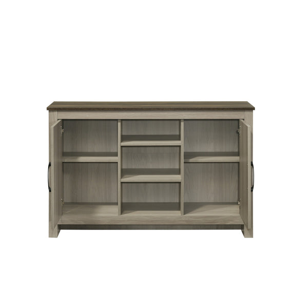 English Elm Gray Oak Finish Stylish Cabinet With Open Shelves, Hidden Storage & Cable Management For Any Room B016P408755