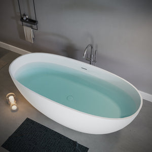 English Elm 65'' Stone Resin Freestanding Soaking Tub Spa Grade Matte Finish Ergonomic Bath T5287P418034