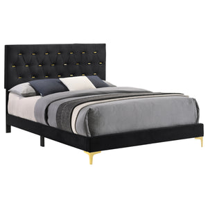 English Elm Lexie Black Velvet California King Bed With Gold Diamond Tufting – Luxe, Modern Design Retreat B062P358031