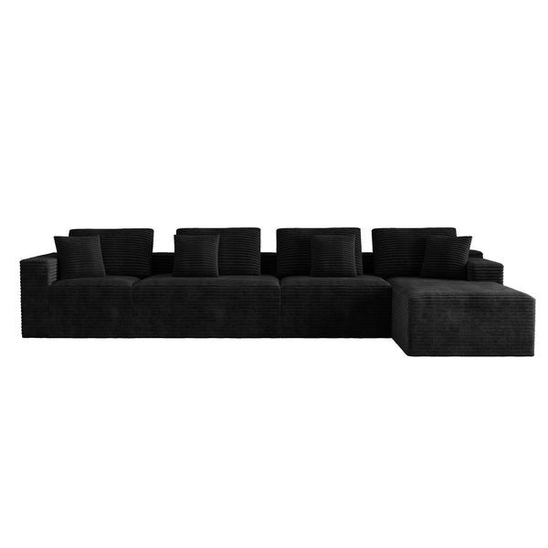 English Elm 153.5*68.9"modular Six Piece Corduroy Sectional Sofa with Reversible Chaise Living Room W3819S00151
