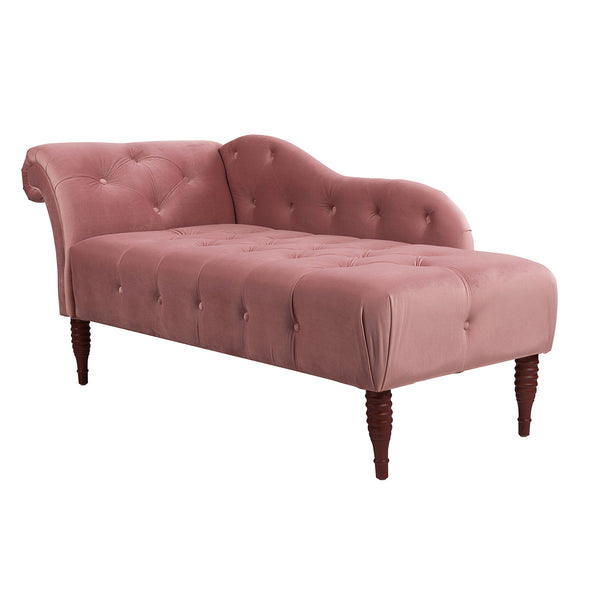 English Elm Samuel Velvet Tufted Chaise Lounge Elegant Roll Arm Reading Nook Accent Chair B2719P238292