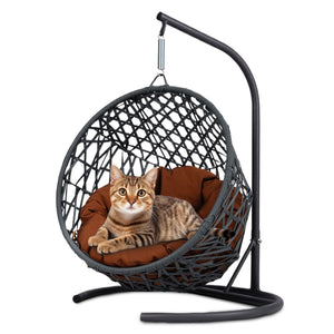 English Elm Cat Swing Bed With Stand & Plush Cushion - Cozy Egg Chair For Cats, Small Dogs & Pets, Durable Wicker W2500P283885