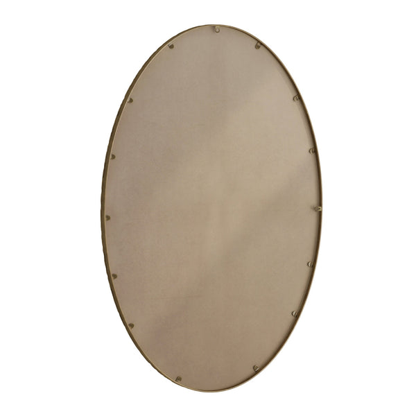 English Elm Iron Oval Retro Mirror with Antique Iron Frame, Elegant Wall Hanging for Bathroom Bedroom Living Room Gold W757P251824