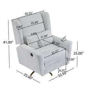English Elm Christopher Knight Home® - Power Boucle Swivel Recliner Chair with 360° Metal Star Base, Electric Lift, Ergonomic Padded Backrest, Adjustable Footrest, Easy Assembly Gold,LIGHT GREY N771P298185D