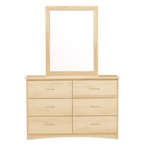 English Elm Transitional Six Drawer Dresser with Mirror Natural Pine Finish Bedroom Storage Set B011S02462