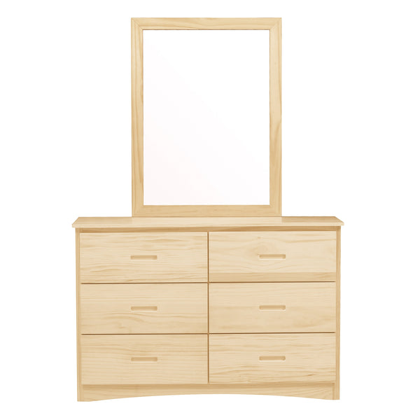 English Elm Transitional Six Drawer Dresser with Mirror Natural Pine Finish Bedroom Storage Set B011S02462