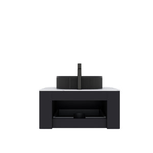 English Elm Muri Floating Bathroom Vanity Plywood Cabinet Sintered Stone Top Oak Drawer W2615S00708