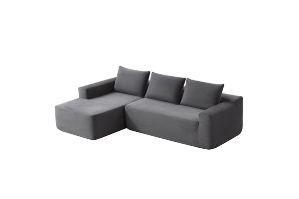 English Elm 105" Cloud Modular Sectional Corduroy Upholstered Deep Seat Sofa for Living Room W3975S00011