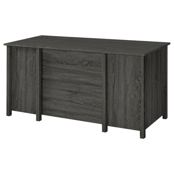 English Elm Rayna Weathered Grey Lift-Top 4-Drawer Office Desk with Easy-Glide Storage and Brushed Zinc Hardware B062P351423