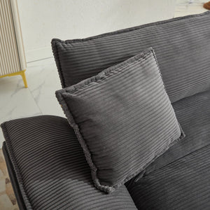 English Elm Corduroy Stylish Sleeper Sofa Loveseat with Dual-Layer Cushions & Two Support Pillows, Sturdy Frame Grey W676P184143