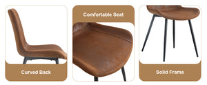 English Elm Table Set 42 Inch Round Wood Grain Glass Inlay with Six Tech-fabric Dining Chairs W1151S04480