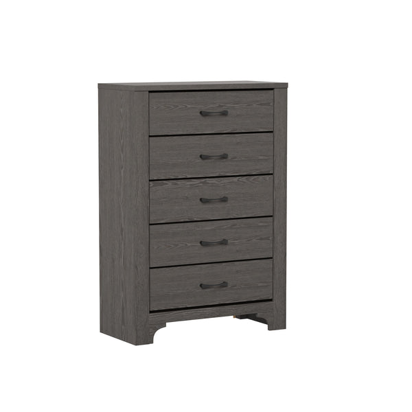English Elm Wallace & Bay - Stone Brown 5-Drawer Dresser with Grey-Brown Laminate Finish, Stylish Storage, Durable Care-Friendly Design B361P384482