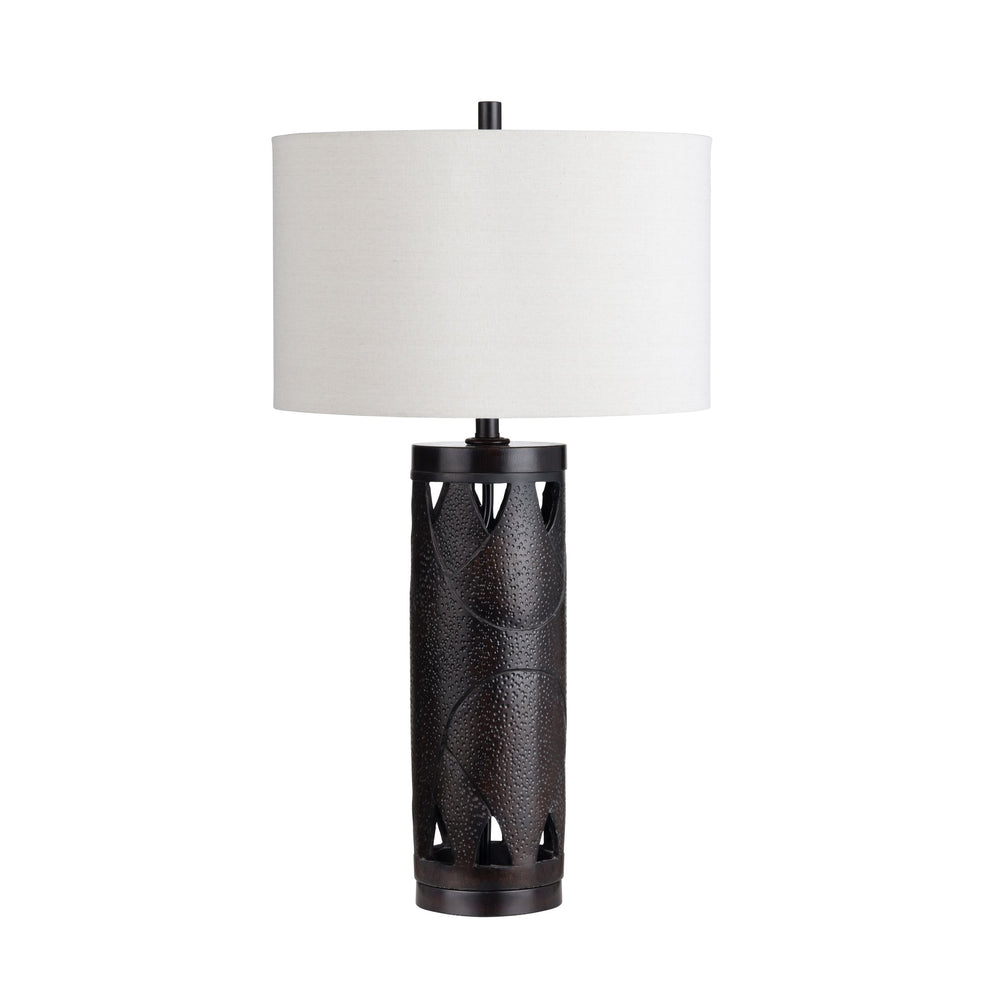 Crestview Collection 33.5"H Industrial Metal & Resin Table Lamp With Nightlight, Linen Shade & 3-way Socket For Style   Cvavp2099