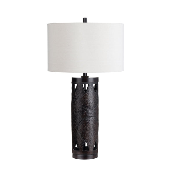 Crestview Collection 33.5"H Industrial Metal & Resin Table Lamp With Nightlight, Linen Shade & 3-way Socket For Style   Cvavp2099