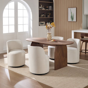 English Elm Set Swivel Barrel Accent Chair Armless Linen Upholstered Compact Seat for Dining Vanity Bedroom Beige W3244P454053
