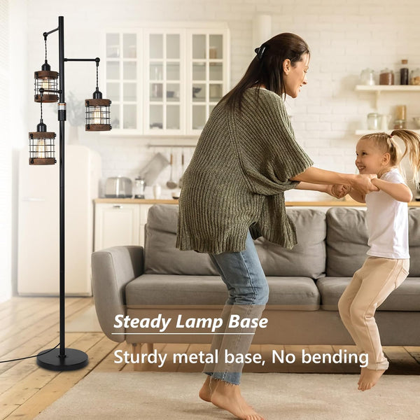 English Elm Arc Floor Lamp Solid Wood Iron Shade Dimmable Led Industrial Farmhouse Living Room W2738P448446