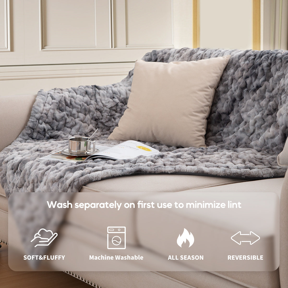 English Elm Faux Fur Throw - Thumbnail 5
