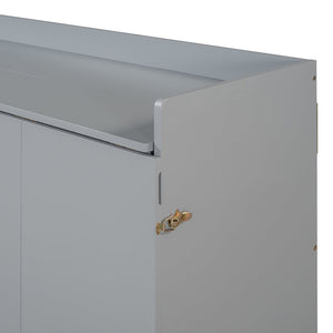 English Elm Queen Size Murphy Bed With Iron Legs - Modern Gray Design, Space-Saving Solution For Compact Living N820S00035E-GIGA