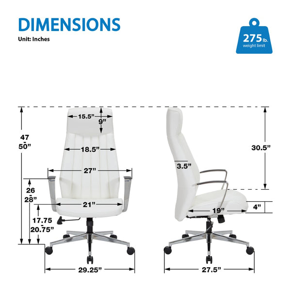 OSP Home Furnishings High Back Ergonomic Office Chair with Antimicrobial Fabric and Pneumatic Height Adjustment 62200C-R101