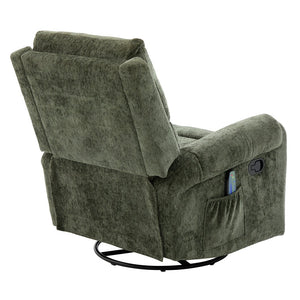 English Elm Manual Recliner Swivel Rocker Massage Chair Chenille Nursery and Living Room Seat Green N763P347287F
