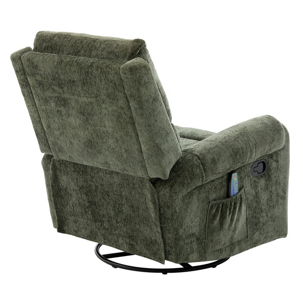 English Elm Manual Recliner Swivel Rocker Massage Chair Chenille Nursery and Living Room Seat Green N763P347287F
