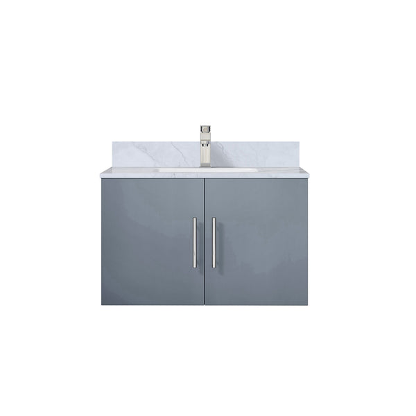 English Elm Dark Grey 30 in. Bath Vanity with Carrara Marble Top, Soft-Close Storage & Chrome Faucet Set—Durable B2731P258572