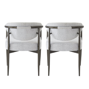 English Elm Modern Upholstered Armchair Set Two Beige Cushioned Seats with Bronze Iron Legs N762P329075A