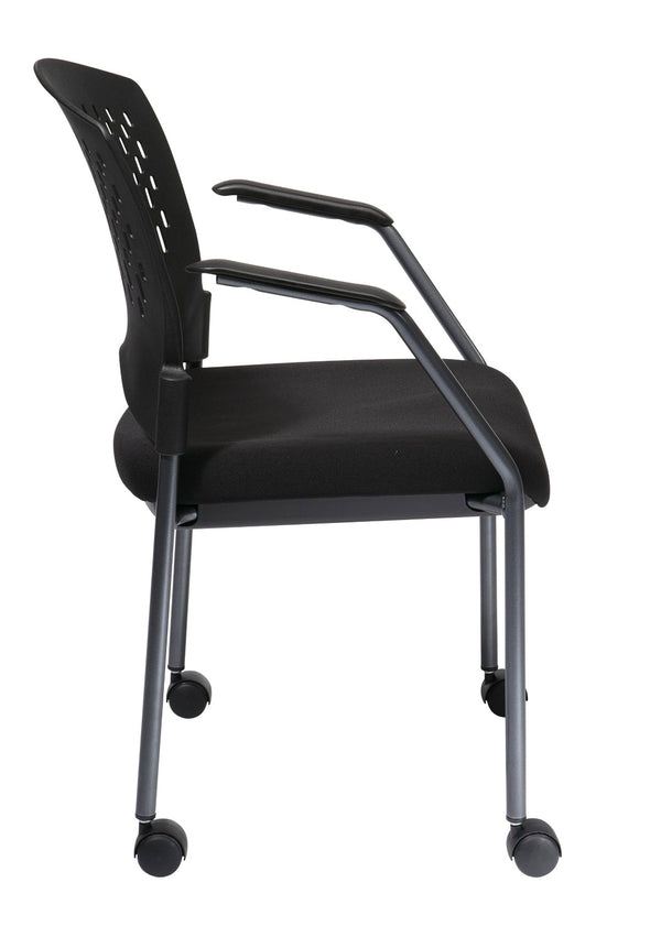 OSP Home Furnishings Titanium Finish Stackable Visitors Chair with Ventilated Back for Modern Office Spaces 8640-30