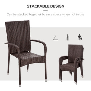 English Elm Outsunny Stackable Pe Rattan Dining Chairs Set Of 4 With Cushions - Stylish Outdoor Comfort & Durability W2225P200716-GIGA