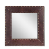 Christopher Knight Home® - Noble House - Chamlee Handcrafted Boho Studded Leather Square Wall Mirror, Dark Brown