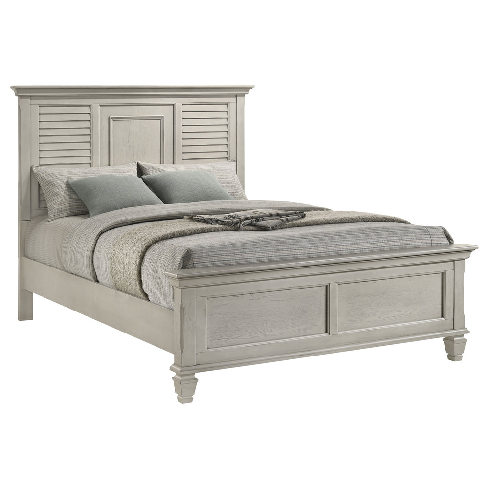 English Elm Hazelwood Distressed White Queen Panel Bed – Rustic Farmhouse Charm With Durable Solid Wood Design B062S00946