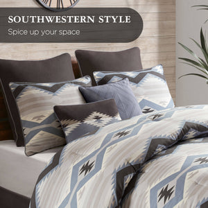 English Elm 8-piece Queen Comforter Set Geometric Lodge Style Polyester Fill Bedroom Bedding B035P472705