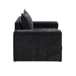English Elm Christopher Knight Home® - Chenille Oversized Armchair with Thick Cushion and Wide Armrests, Ergonomic Back for Cozy Living Spaces Black N763P314419B