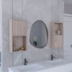 English Elm Oba Beige 2-Pc Wall-Mounted Bathroom Medicine Cabinet with Open & Closed Storage, Compact Design B070P188847