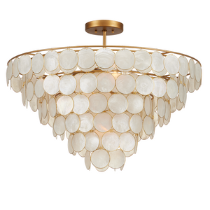 Bon Vivant Semi-Flush Mount Light Fixture - Ethereal Capiz Shell Design with Elegant Gold Finish