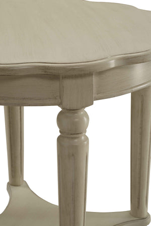 English Elm Antique White End Table With Open Bottom Shelf - French Country Style, Distressed Finish & Mobility B062P189204