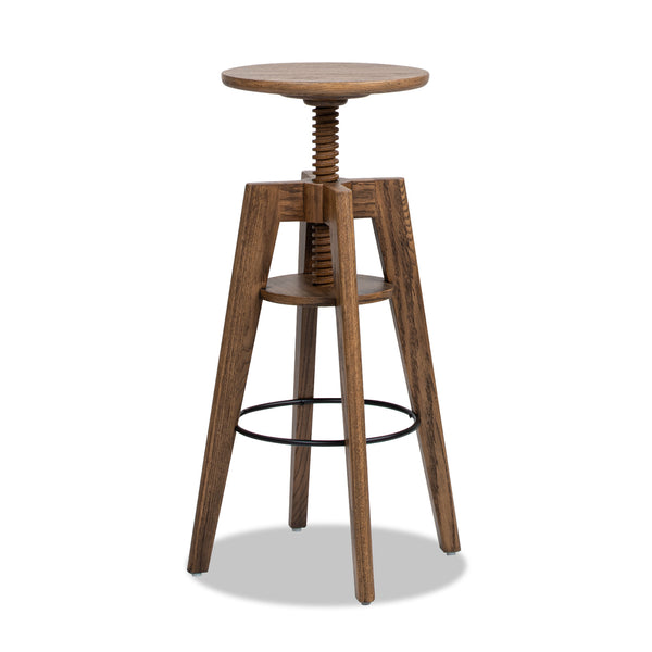 English Elm Jennifer Taylor Home - Spencer Oak Adjustable Bar Counter Stool in Walnut Brown — Minimalist Scandinavian Design, Durable Solid Wood, Ergonomic Footrest B2719P252308
