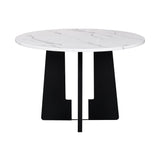 English Elm 5-Piece Round Dining Table Set, 43-Inch Modern Dining Table and 4 Upholstered Chairs For Dining Room, Kitchen Room, Living Room, Easy Assembly