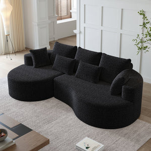 English Elm Modern Chenille Cloud Sectional Sofa with Deep Cushions and 7 Pillows for Living Room W834S00485