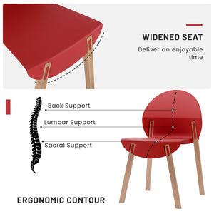 English Elm Summer 5 Piece Round Dining Set Polypropylene Stackable Chairs Oak Legs Modern Style Crimson Red,White W3450S00038