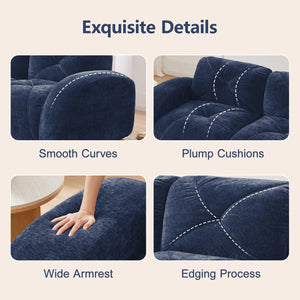 English Elm 110''boneless Velvet Sectional Sofa Modular Cloud Seating with Tufted Cushions for Living Rooms Blue W714S01619