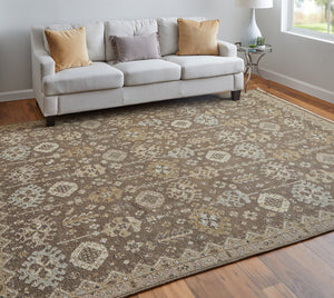 Feizy Rugs Corbitt Classic Hand Knotted Wool Oriental Rug – Elegant Persian Design For Timeless Living Spaces Brown,Ivory Wool Cor0610fbrn000g50