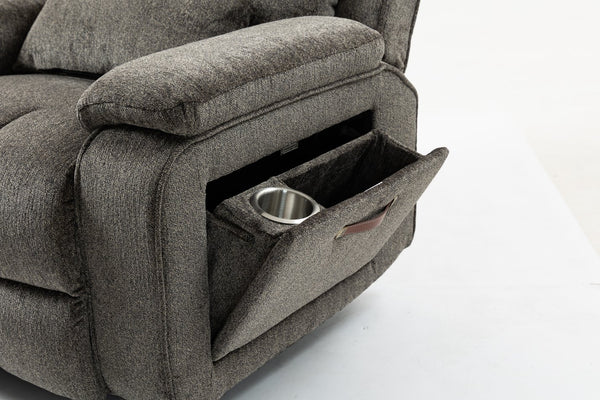 English Elm Oversized Power Lift Recliner Chair with Massage Heating and Usb Charging for Living Room Dark Grey W547S00073