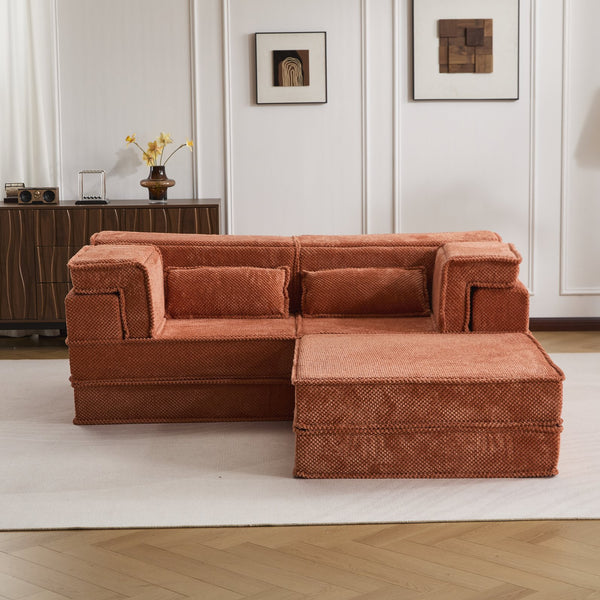 English Elm Compression Modular Sofa Bed - Cozy Convertible 2-Seater With Ottoman, No Assembly, Memory Foam Comfort W3723S00026