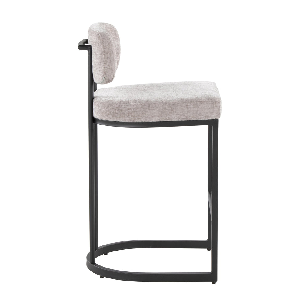 English Elm Fixed-height Barstools Powder Coated Steel Frame Brown Upholstered Seat Set of Two B202P471214