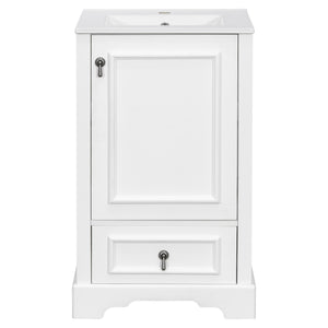 English Elm 20 Inch Bathroom Vanity with Ceramic Sink, Soft-Close Door, Adjustable Shelf, Smart Storage Organizing Design White N729P299505K